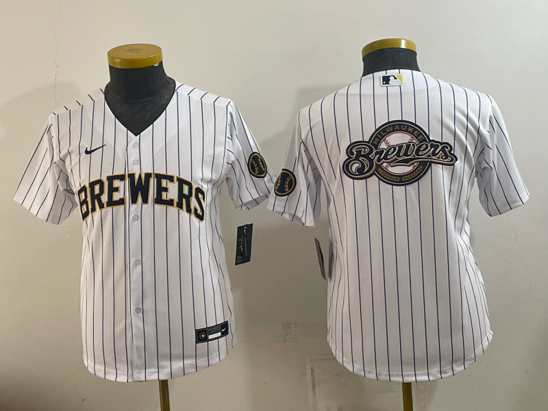 Youth 2026 Milwaukee Brewers blank white Game Nike MLB Jersey 08230013